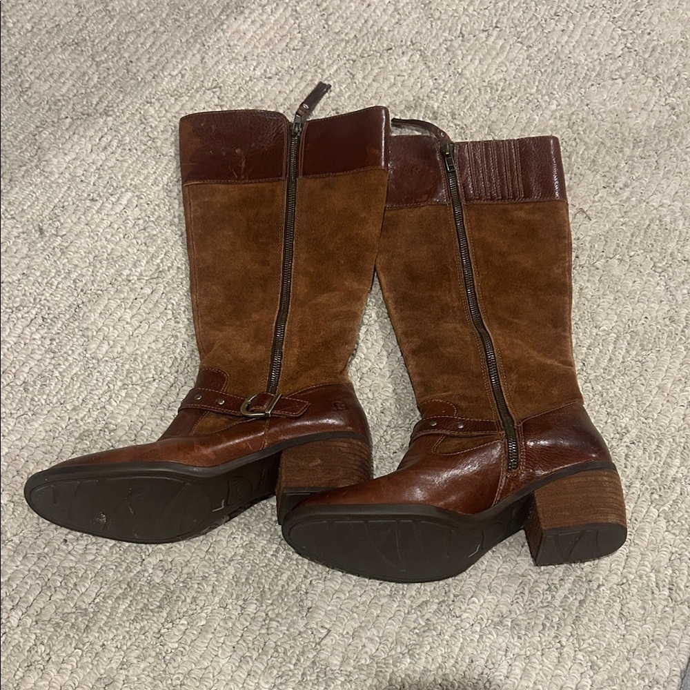 Born Alize Chestnut Leather and Suede Boots - Picture 2 of 16
